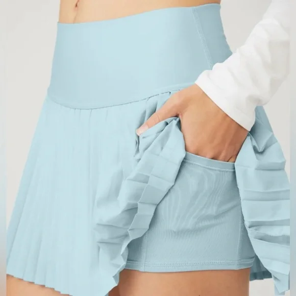 Alo Yoga Grand Slam Tennis Skirt in Baby Blue - Size L - Picture 3 of 6